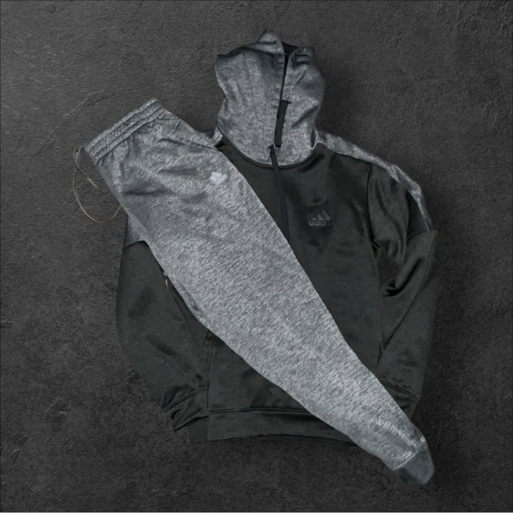 Adidas Charcoal and Black Hoodie Set